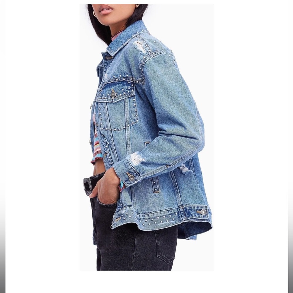 Free people studded denim jacket
